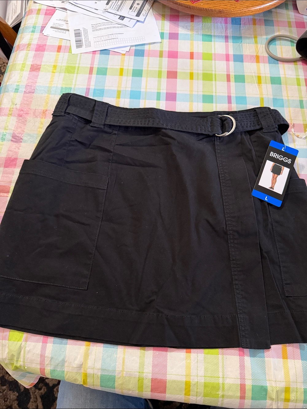Briggs New York Black Mini Skirt with Belt size large